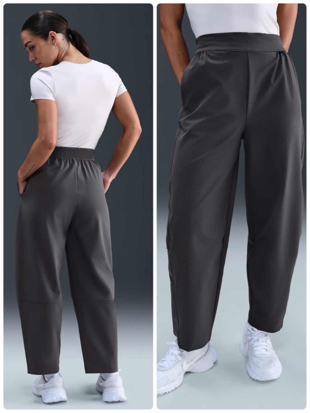 Nike Dri-FIT 24.7 Women's Track Pants Dark Gray S Elastic Waist Pockets